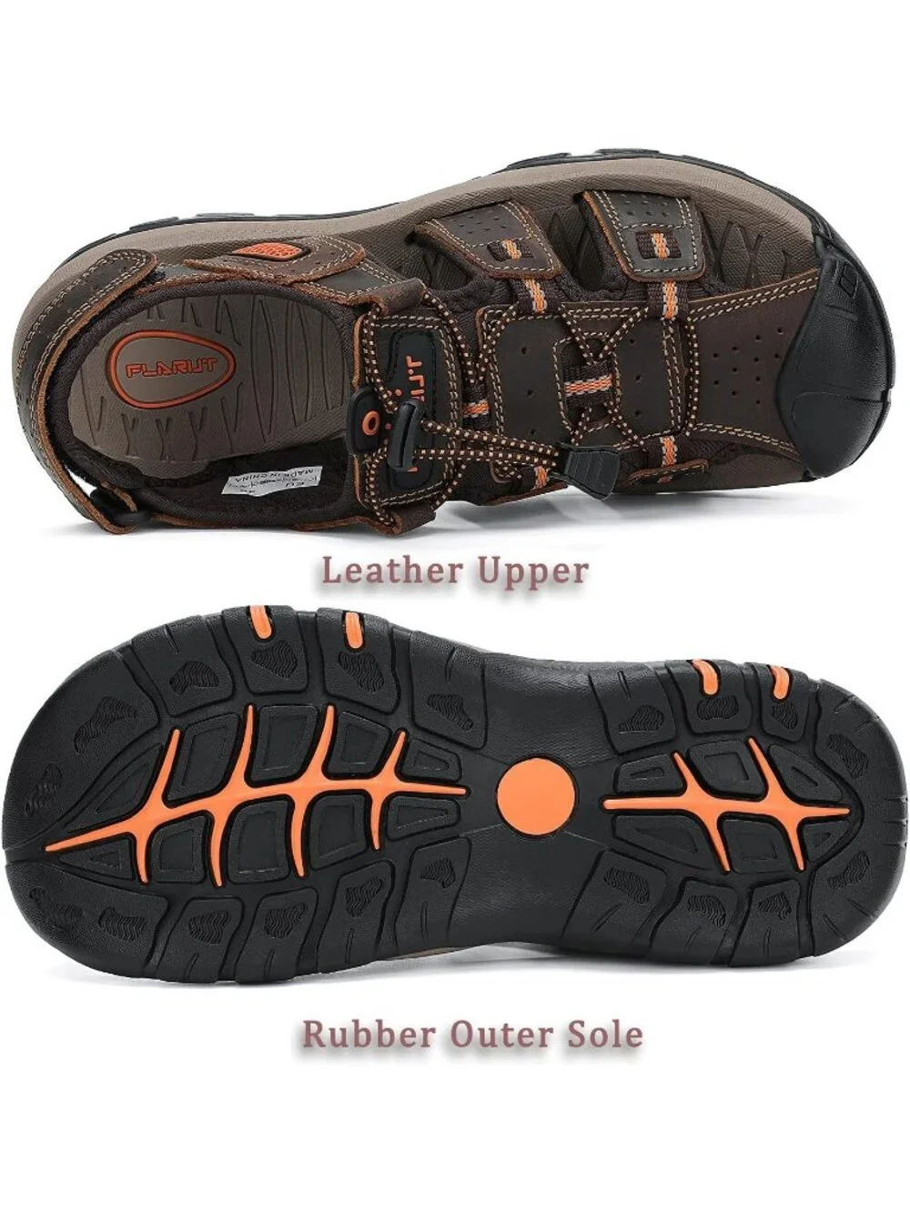 Men's Dark Brown Closed Toe Leather Athletic Outdoor Hiking Sport Sandal Shoes